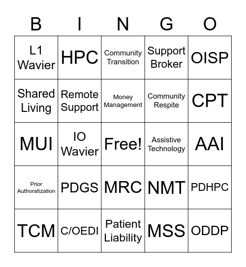 SSA Bingo Card