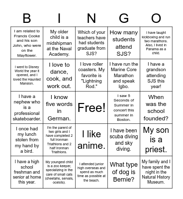 Meet Your Teachers! Bingo Card