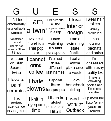 Getting to know YOU!! Bingo Card