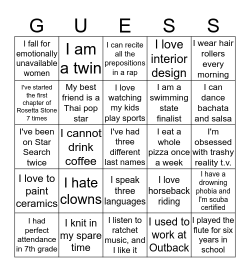 Getting to know YOU!! Bingo Card