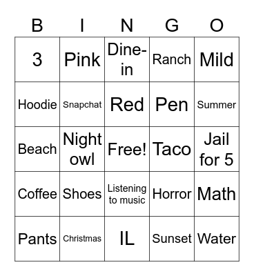 Untitled Bingo Card