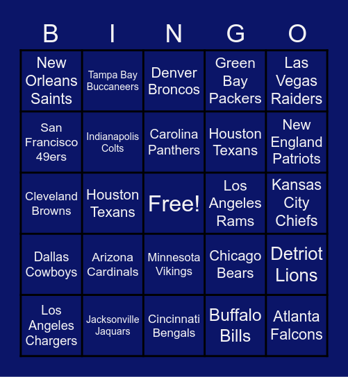 Football Season is Here!! Bingo Card