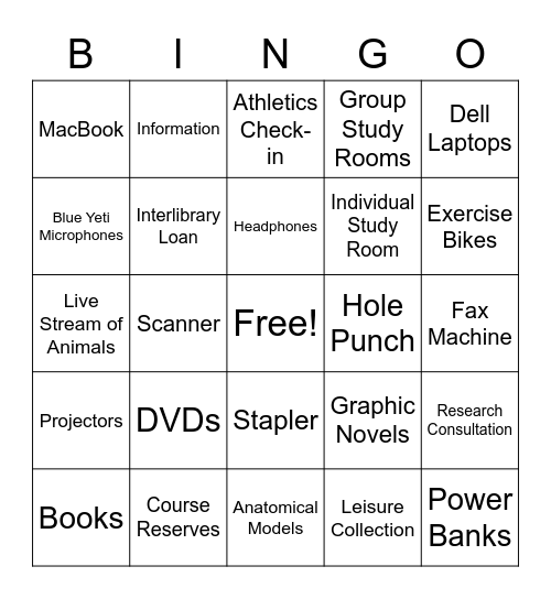 Library Bingo Card