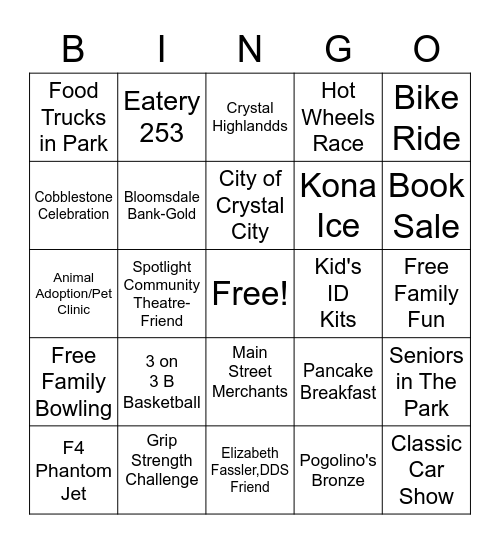 Twin City Bingo Card