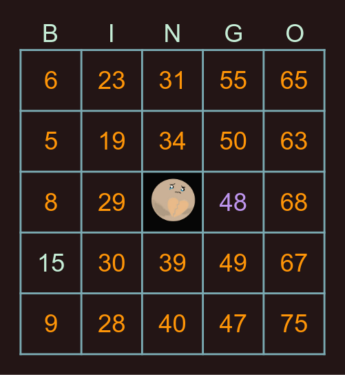 Star Gazing Bingo Card