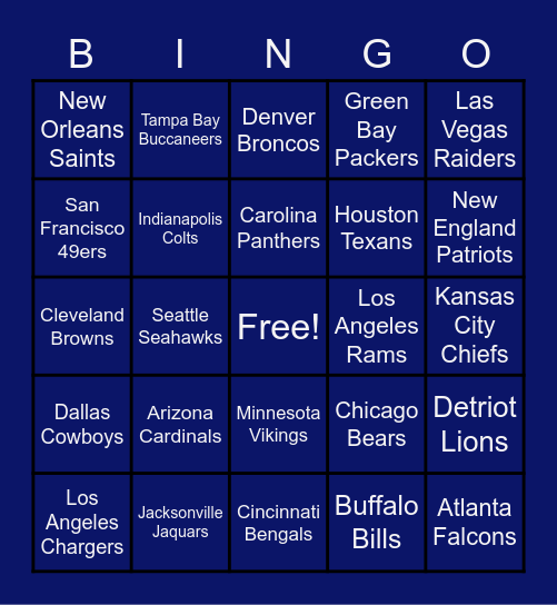 Football Season is Here!! Bingo Card