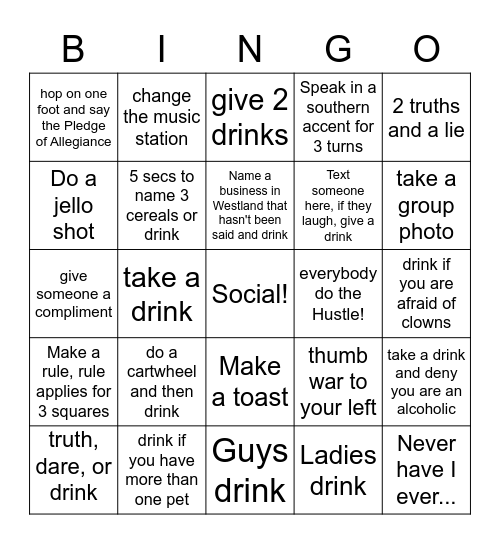 Windsor Woods Bingo Card