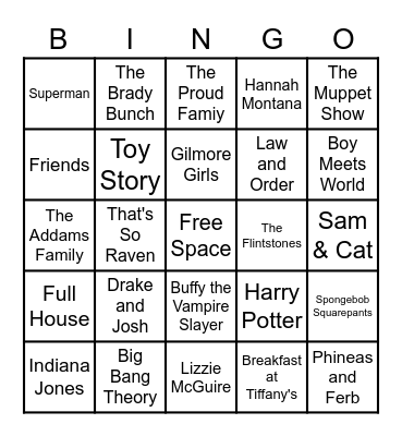 Theme Songs Bingo Card