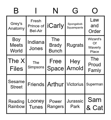 Theme Songs Bingo Card