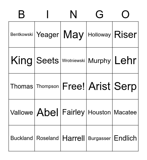Who are they! Bingo Card