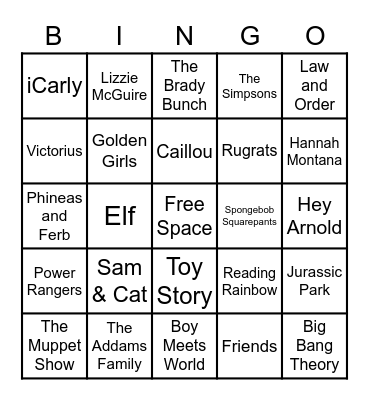 Theme Songs Bingo Card