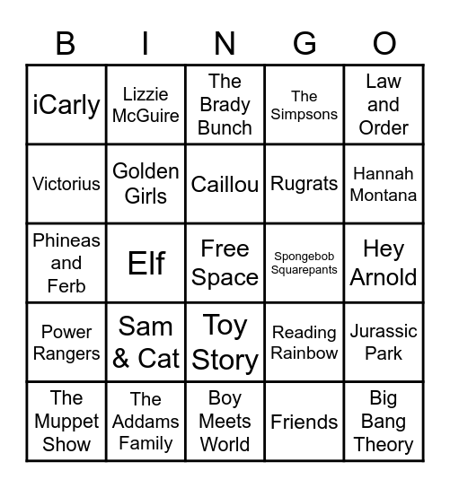 Theme Songs Bingo Card