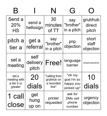 call block bingo Card