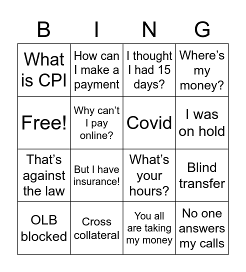 Collections Bingo! Bingo Card