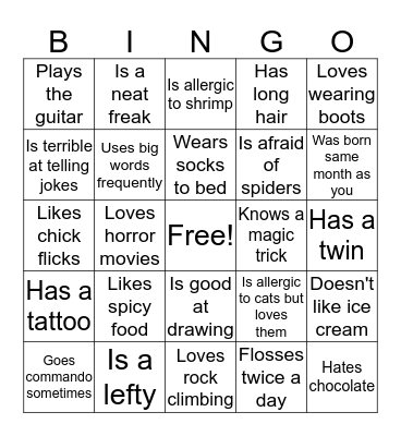 Icebreaker Bingo Card