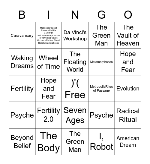 BURNING MAN THEMES Bingo Card