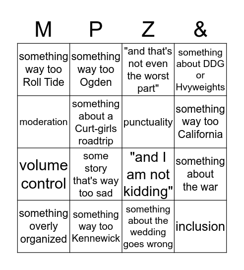 Dufur Bingo Card