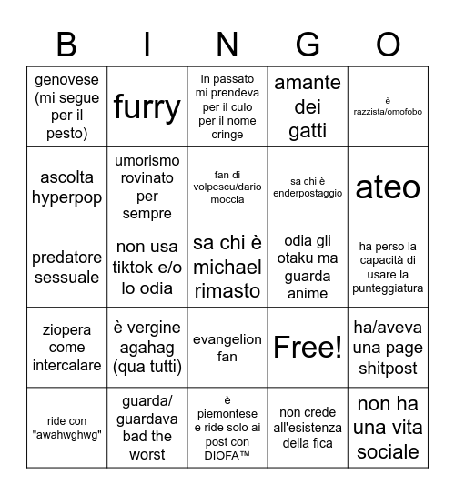 follower di ceo del pesto Bingo Card