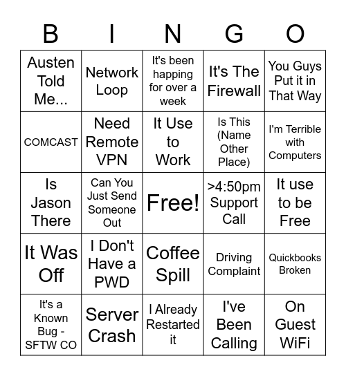 It Bingo Card