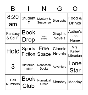 Library Orientation Bingo Card
