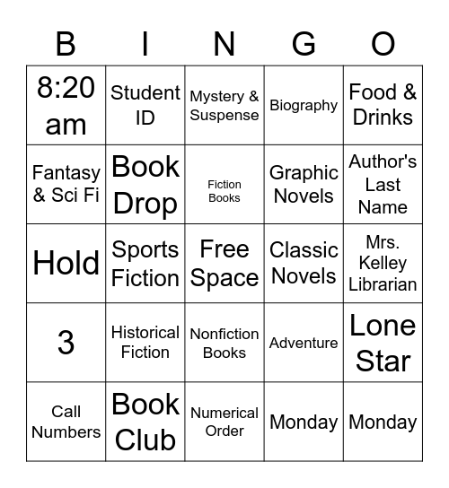 Library Orientation Bingo Card