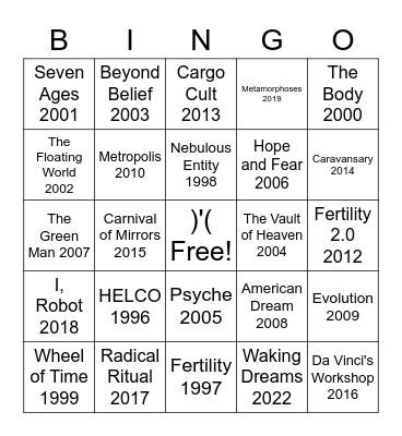 BURNING MAN THEMES Bingo Card