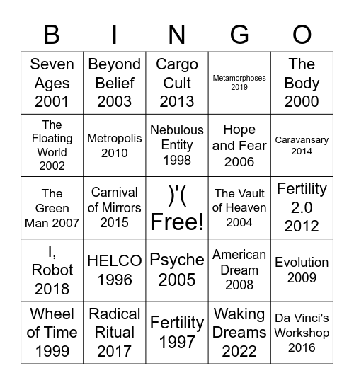 BURNING MAN THEMES Bingo Card