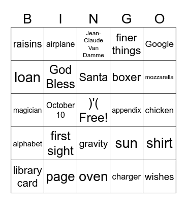 PICK UP LINES Bingo Card