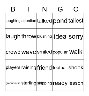 Lesson 4 (Pink Book) Bingo Card