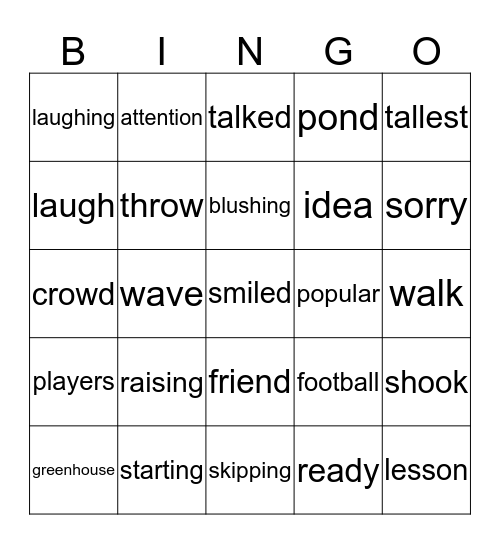 Lesson 4 (Pink Book) Bingo Card