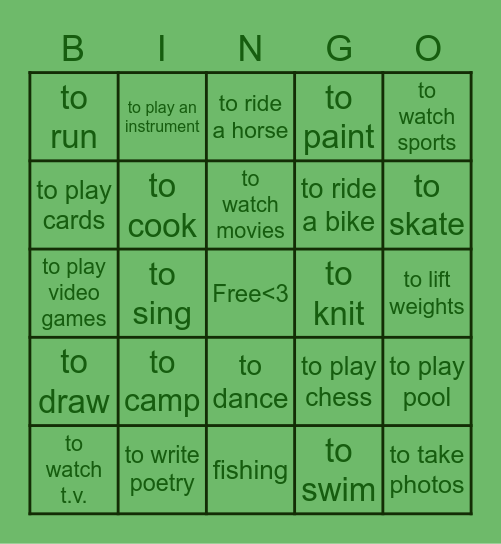 Los Pasatiempos Bingo Card