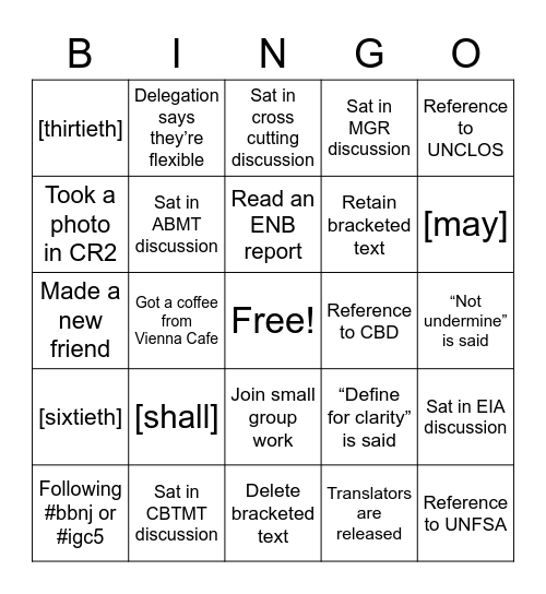 BBNJ Bingo Card