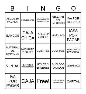 CUENTAS Bingo Card