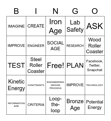 Engineering and Technology #1 Bingo Card