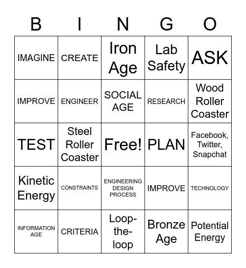 Engineering and Technology #1 Bingo Card