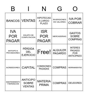 CUENTAS 1 Bingo Card
