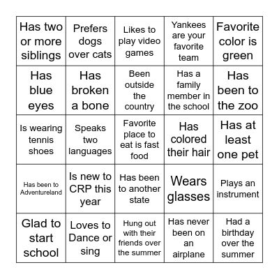 Find Someone Who... Bingo Card