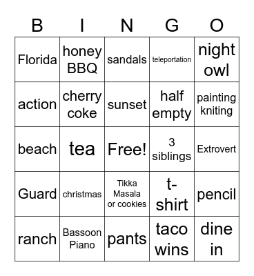 Kelby Monk Bingo Card