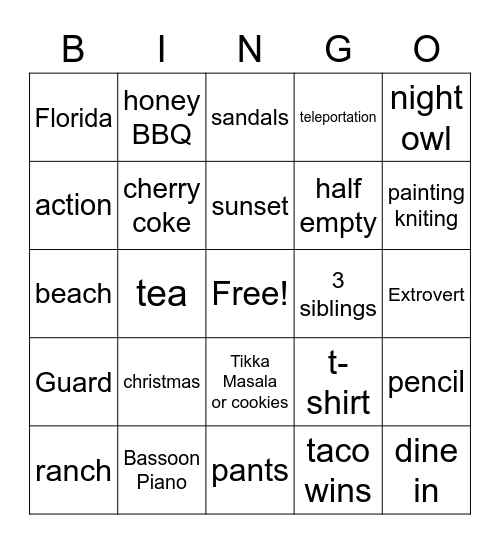 Kelby Monk Bingo Card