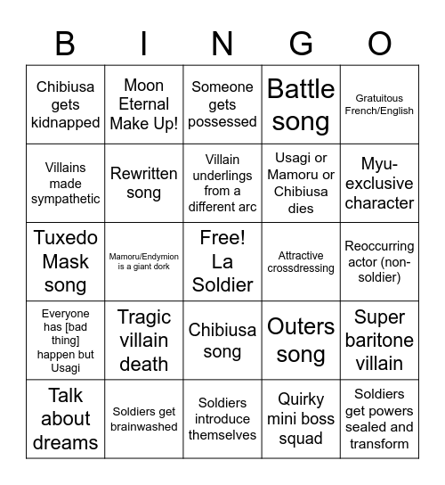 Sera Myu Bingo Card