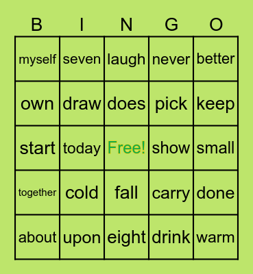 Sight Word List 5-6 BINGO Card