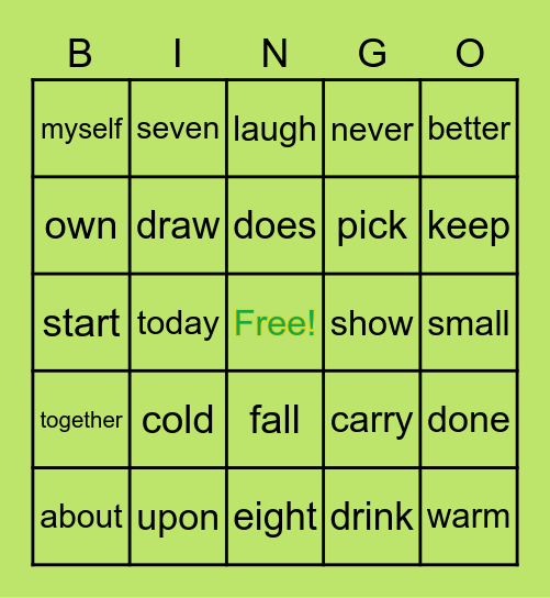 Sight Word List 5-6 BINGO Card