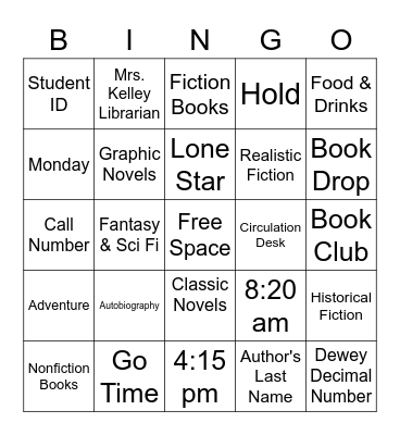 Library Bingo Card