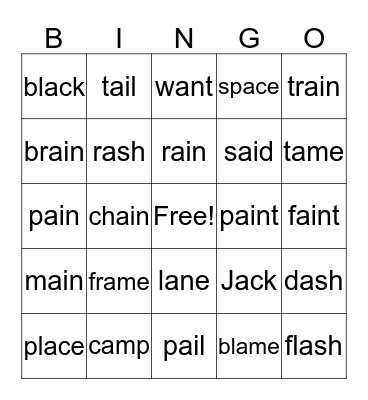Word Sort 13 Bingo Card