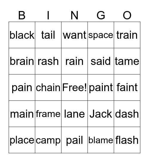 Word Sort 13 Bingo Card