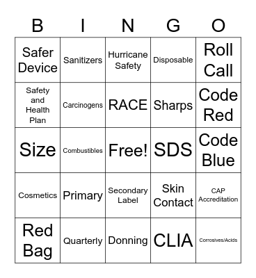 OSHA Bingo Card