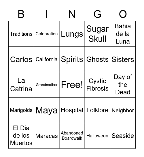 Ghosts Bingo Card