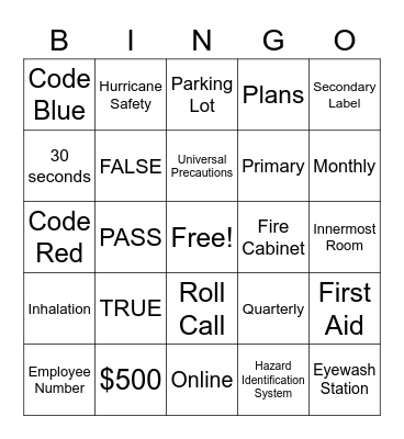OSHA Bingo Card