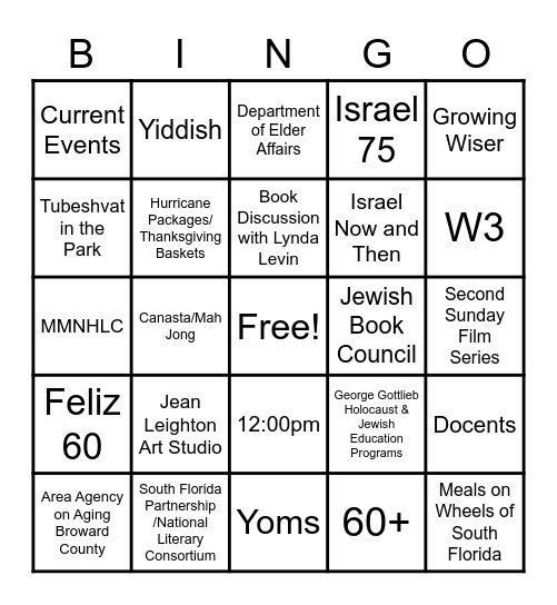 ARTS, CULTURE & EDUCATION Bingo Card