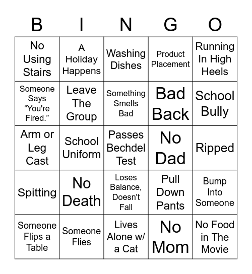 Movie Night BINGO Card